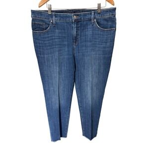 Chico's Jeans Womens 16R Blue So Slimming Girlfriend Slim Leg Ankle Raw Hem 3R